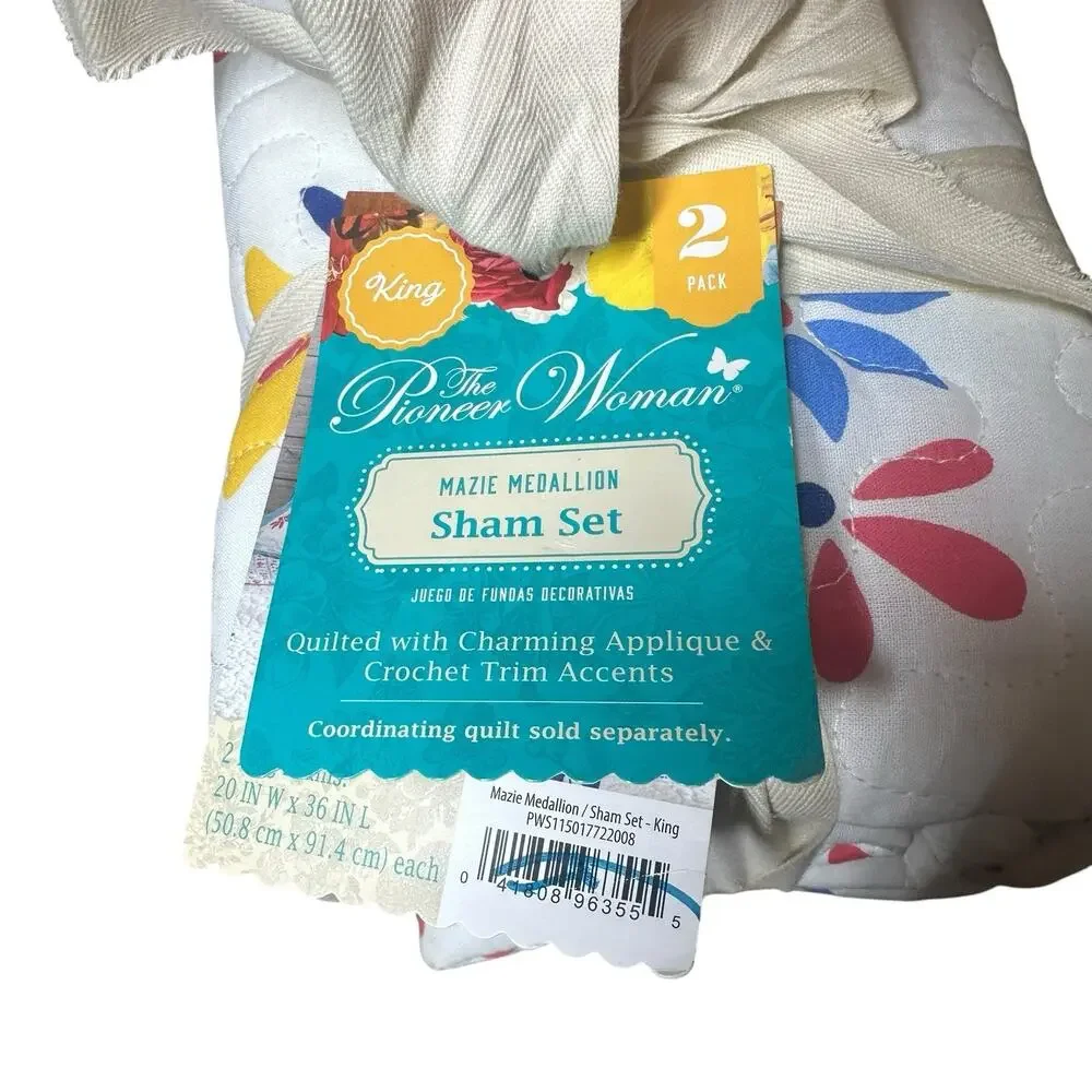 The Pioneer Woman Multi-Color Mazie Medallion 2 Pc Cotton King Quilted Sham Set